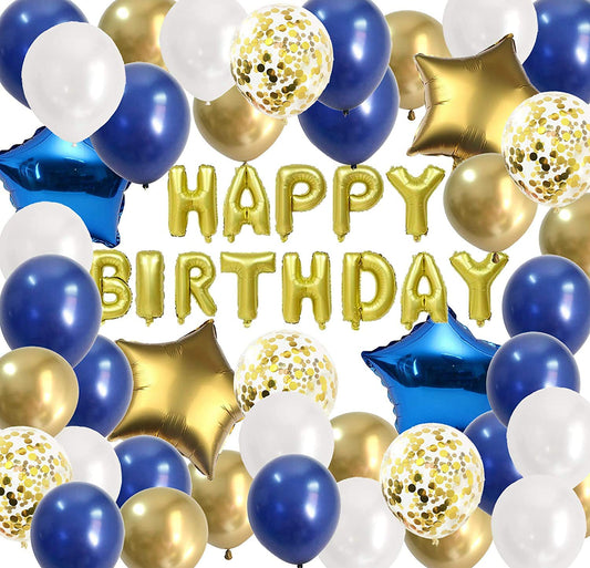 Blue Gold Birthday Party Decoration Set