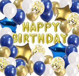 Blue Gold Birthday Party Decoration Set