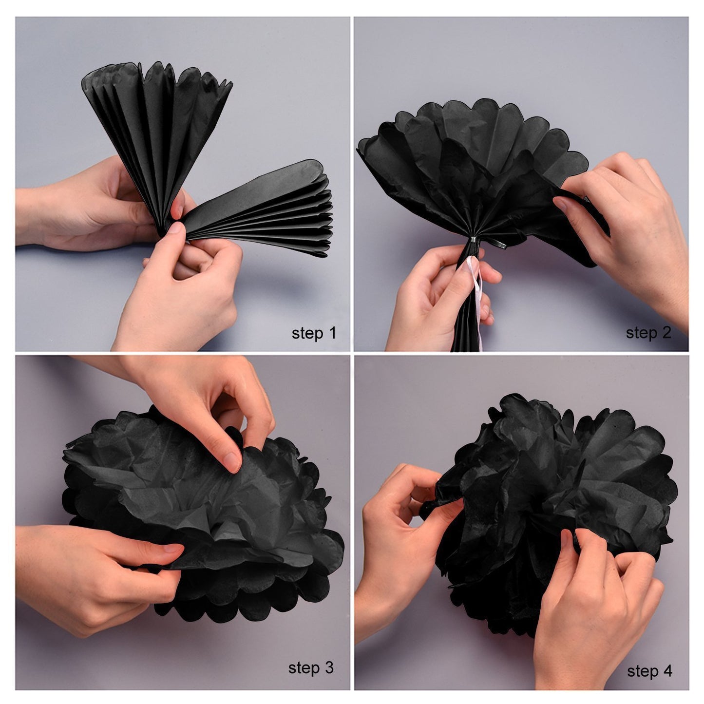 Decoration With Balloons, Paper Lanterns And Paper Pom Poms, 73 Pcs, (Black And Gold).