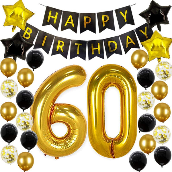 60th Birthday Decorations Gold and Black