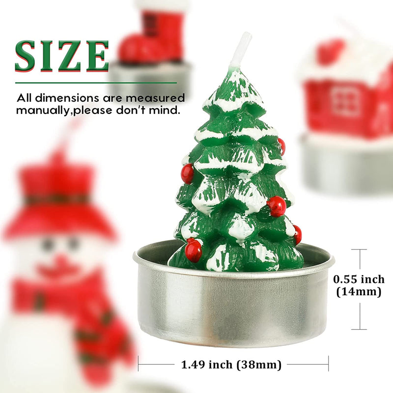 Christmas Gifts for Unscented Tea Lights Candles Gift Set 12 Pieces (Santa Claus Snowman Christmas Tree)