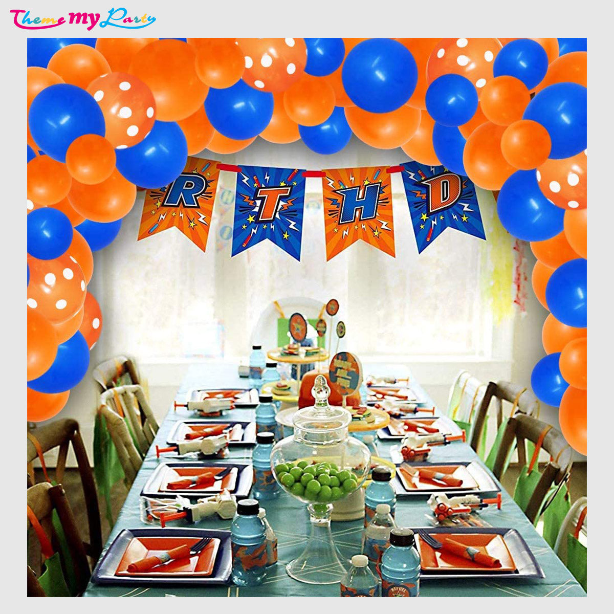 Blue and Orange Balloons Arch Garland Kit