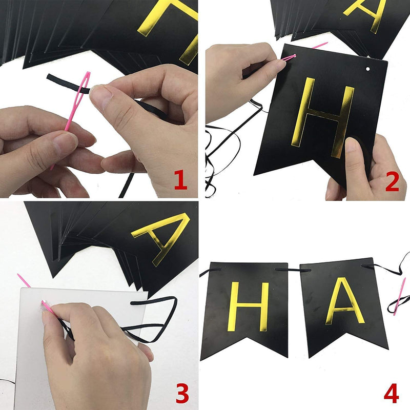 Black Gold Foiled Happy Birthday Bunting Banner Party Decor Home Decor For Home