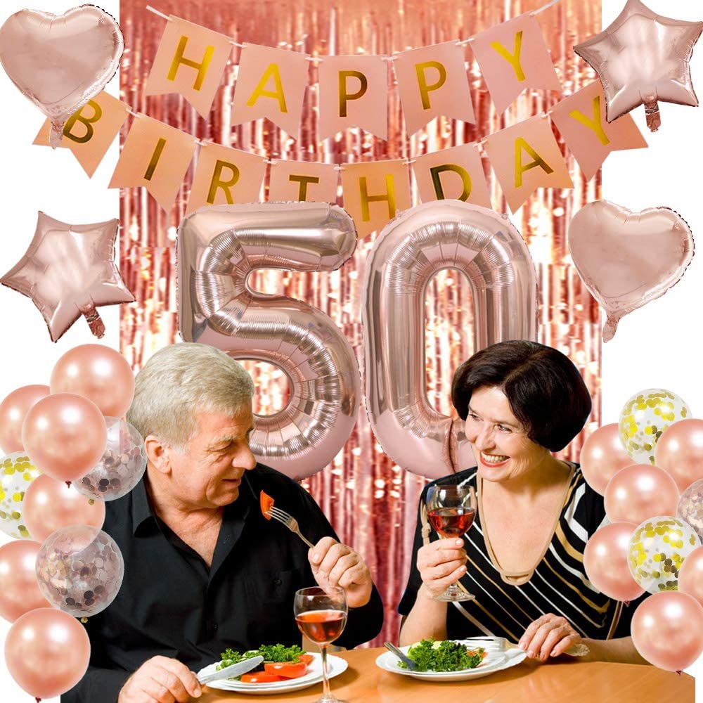 50th Rose Gold Birthday Party Decoration