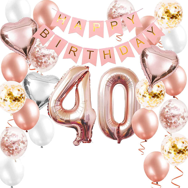 40th Birthday Party Rose Gold Decoration Kit