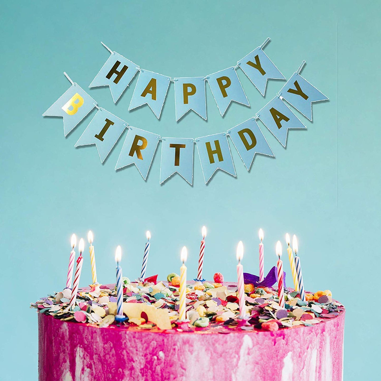 Blue Birthday Party Decoration Combo Boys- Blue Banner, Balloons & Curtain