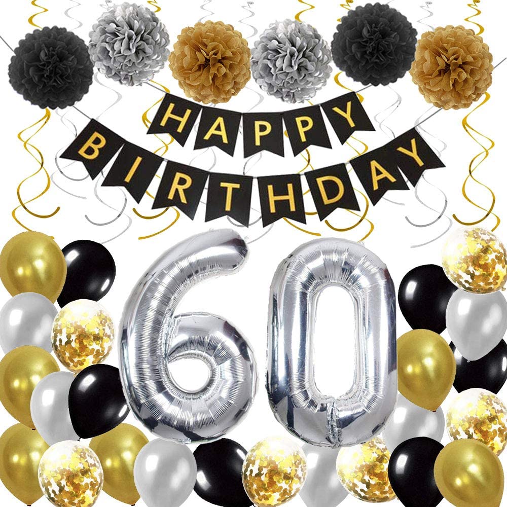 60th Birthday Decorations Black And Gold – Theme My Party