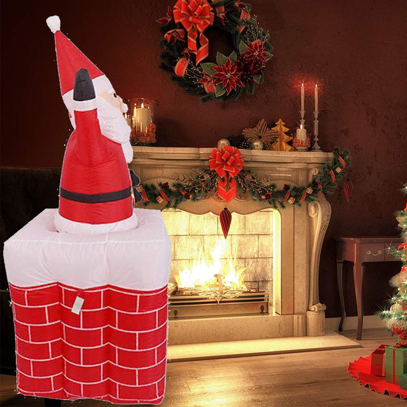 5 Ft Animated Santa Claus Climbing Out Of Chimney Inflatable Home Decorations for Christmas celebrations & decoration