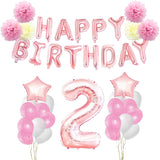 2Nd Birthday Decorations Set - Pink Happy Birthday Party Decorations Kit
