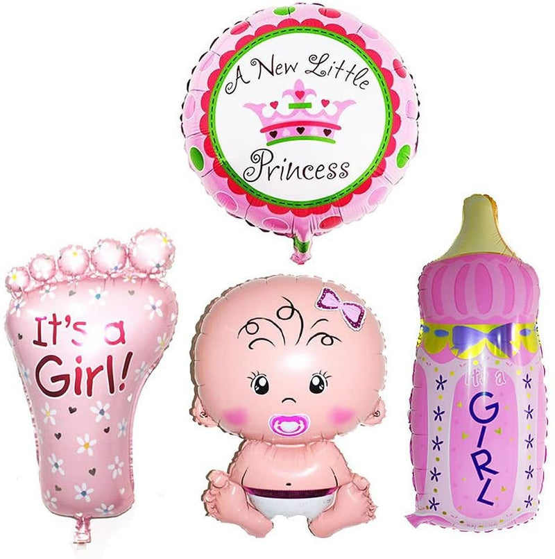 Baby Girl Welcome Decorations - Foil Balloons Kit(Pack Of 4)