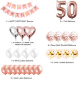 50th Rose Gold and Silver Birthday Party Decoration