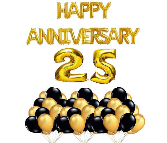 25Th Anniversary Combo Kit With Letter Gold Foil Balloon & Balloon