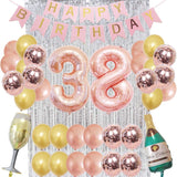 Birthday Decorations for Women Party Supplies 16 inch Rose Gold Number Foil Balloons, 30pcs Rose Gold and Champagn Gold Balloons, Great Gifts for Women' (38th Birthday)