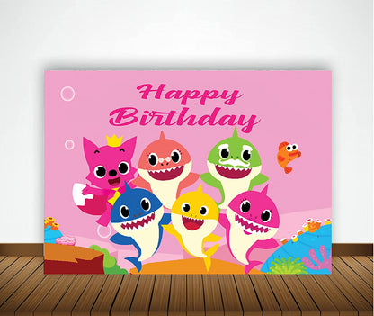 Baby Shark Theme Birthday Party Backdrop