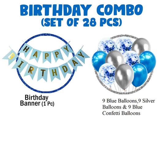 Blue Banner & Balloons Decoration For Birthday Decoration For Boys/Men