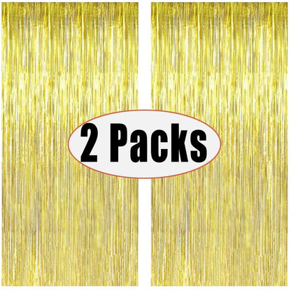 Gold Metallic Tinsel Foil Fringe Curtains