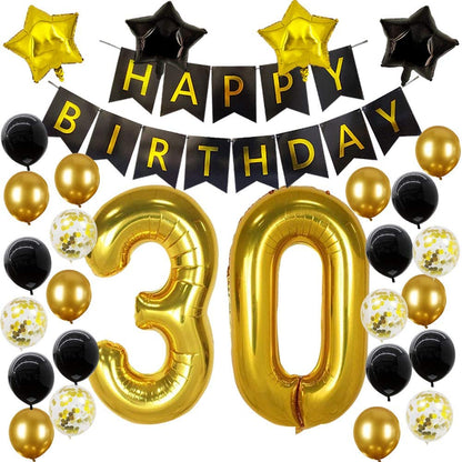 30th Birthday Black And Gold Combo Decoration