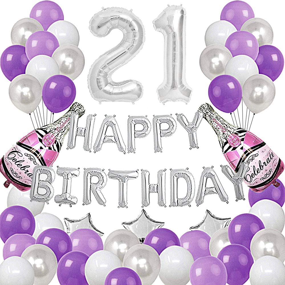21St Purple Silver Decoration Kit