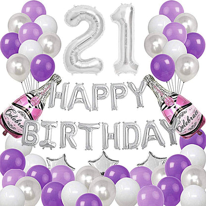 21St Purple Silver Decoration Kit