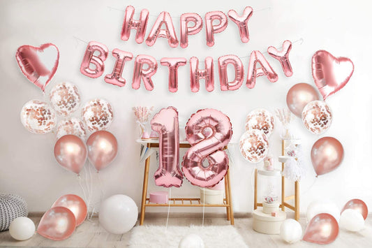18th Birthday Rose Gold  Party Decorations for Girls