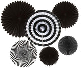 Black Hanging Paper Party Decorations,-Round Paper Fans Set Paper Pom Poms Flowers For Birthday/ Wedding /Baby Shower