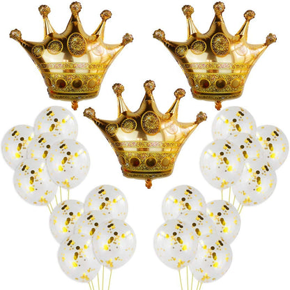 Crown Balloons & Gold Confetti Balloons For Birthday Party Decoration
