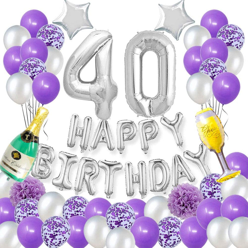 40TH Birthday Party Purple Decorations