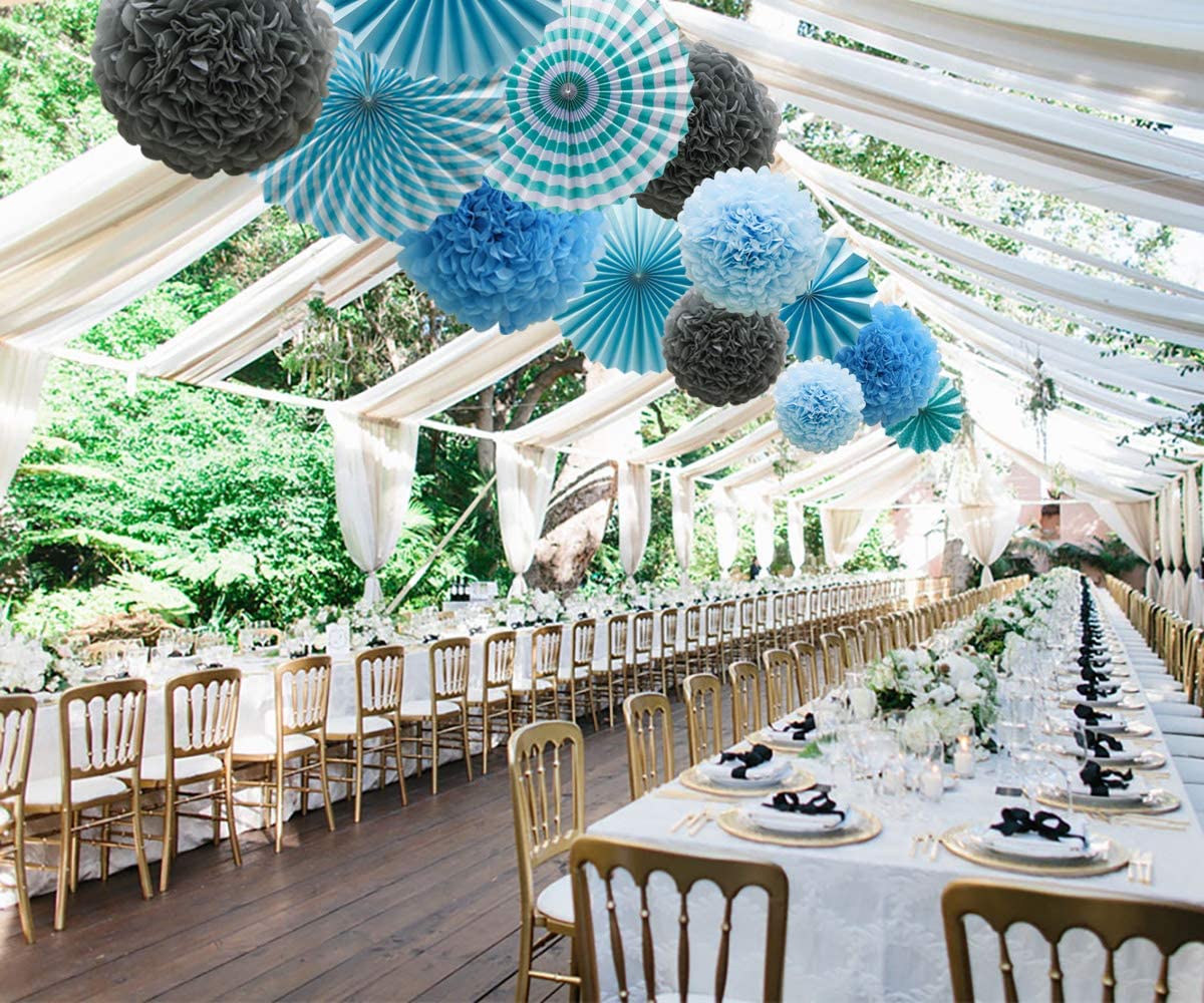 Blue Hanging Paper Birthday /Baby Shower Party Decorations,