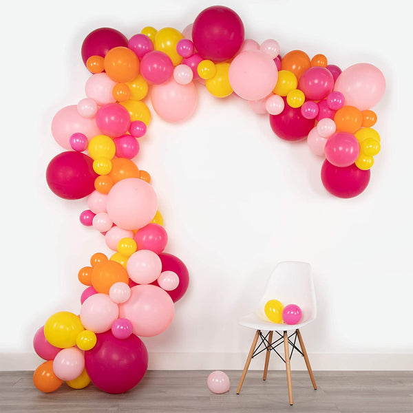 Pastel  Pink ,Orange, Dark Pink and Yellow Latex Balloons