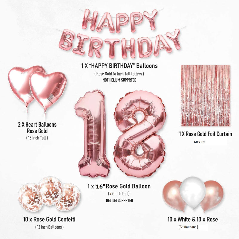 18th Birthday Rose Gold  Party Decorations for Girls