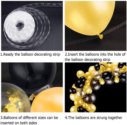 Birthday Gold And Black  Balloon Garland Kit Pack With Foil Curtains For  Birthday and all  Party Decorations