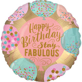 Happy Birthday Stay Fabulous  Foil Balloons Pastel Colors ( Set Of 5 )