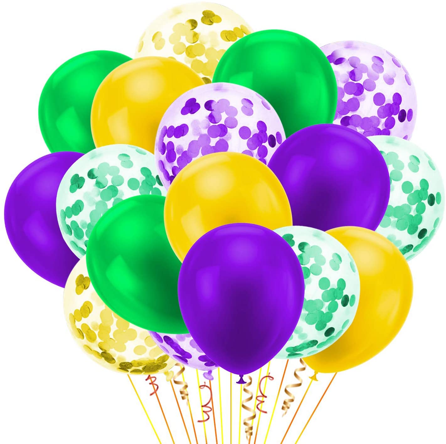 Green, Gold and Purple Confetti and  Latex Balloon For Birthday