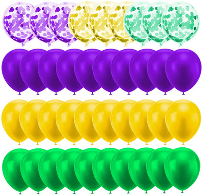 Green, Gold and Purple Confetti and  Latex Balloon For Birthday