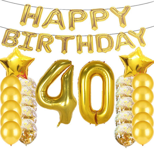 40th  Gold Birthday Decorations Party Supplies