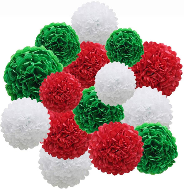 Red White And Blue White Tissue Paper Pom Poms -Birthday Party Decorations /Christmas Decorations