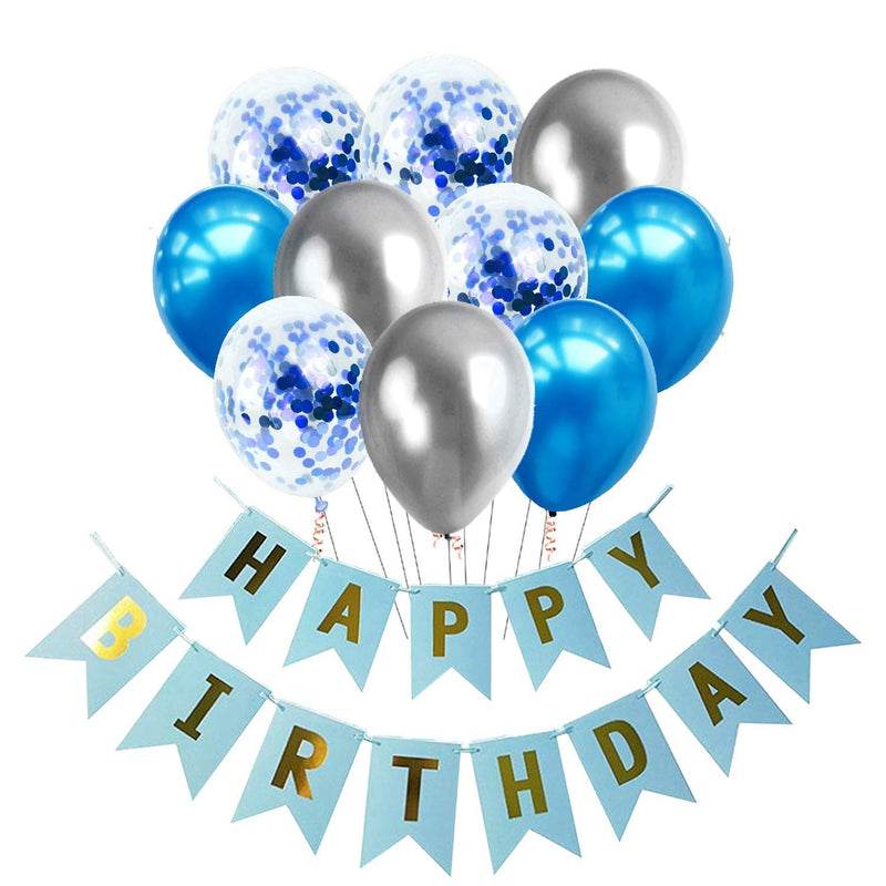 Blue Banner & Balloons Decoration For Birthday Decoration For Boys/Men