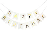 White Gold Foiled Happy Birthday Bunting Banner Party Decor Home Decor For Home