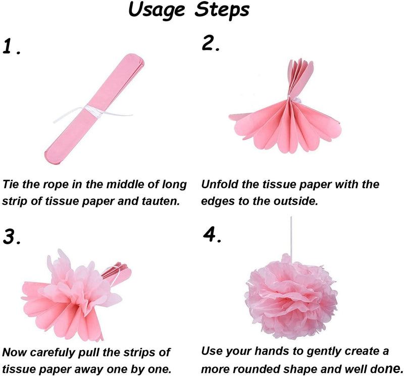 "Welcome Girls Baby Decoration Kit"-Girl Paper Garland Bunting Banner , Paper Pom Poms And Latex Balloons