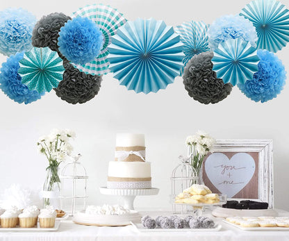 Blue Hanging Paper Birthday /Baby Shower Party Decorations,