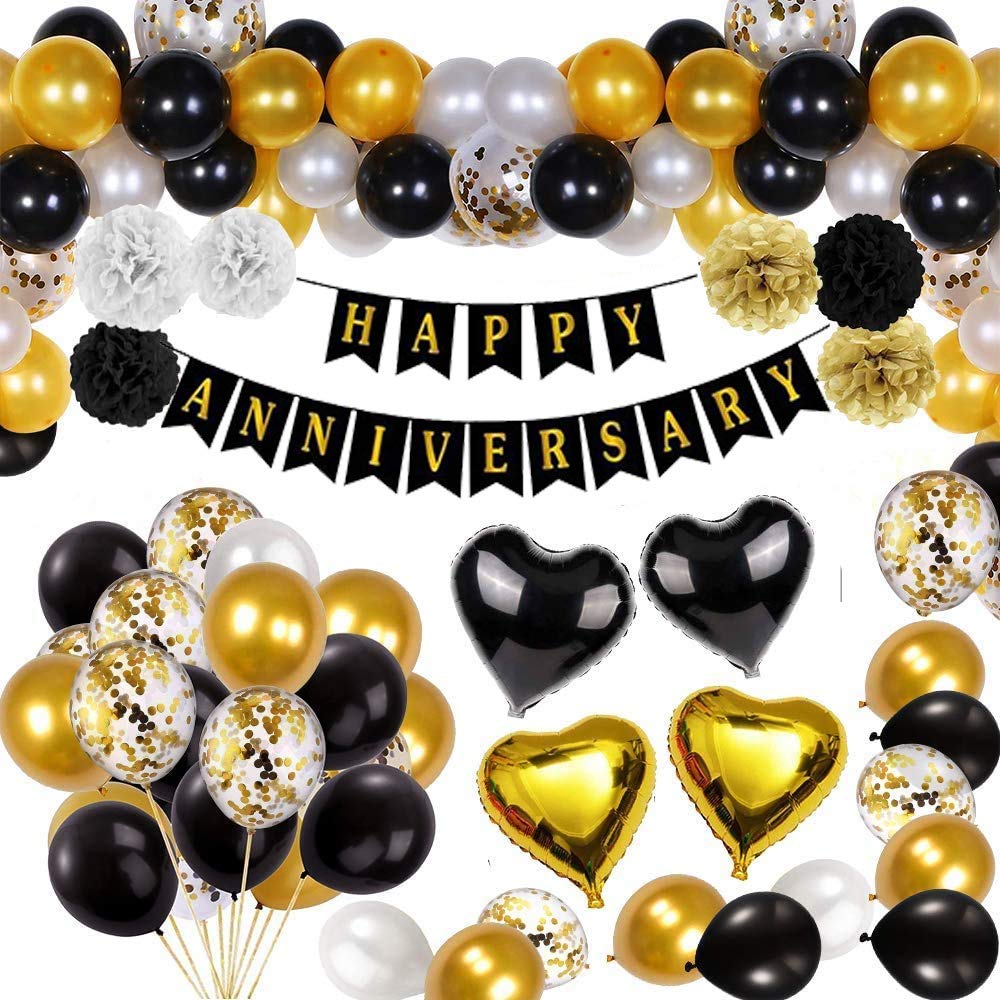 Anniversary Black And Gold Party Decorations