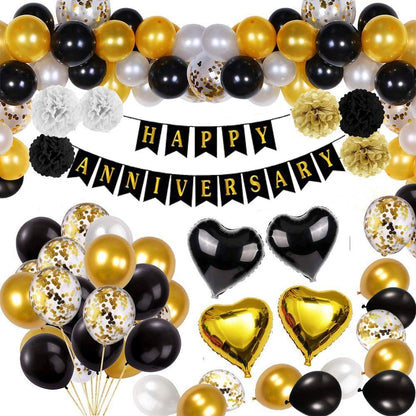 Anniversary Black And Gold Party Decorations