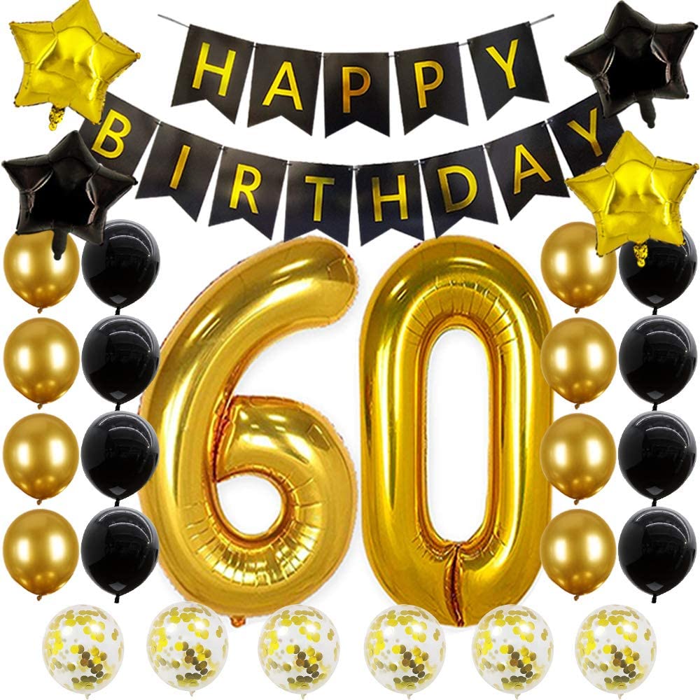 60th Birthday Decorations Gold and Black – Theme My Party