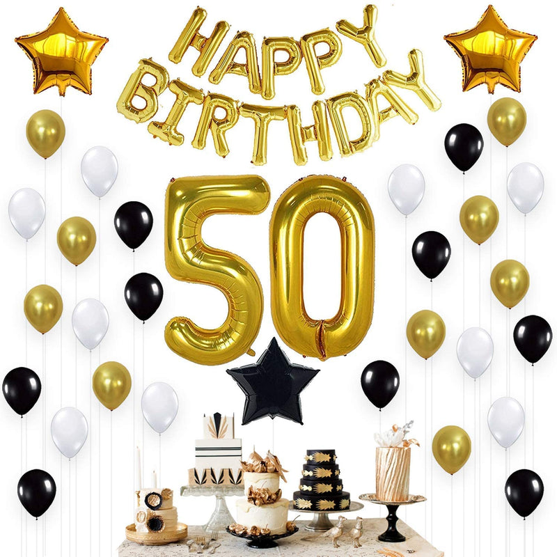 50th Gold Birthday Decorations Kit