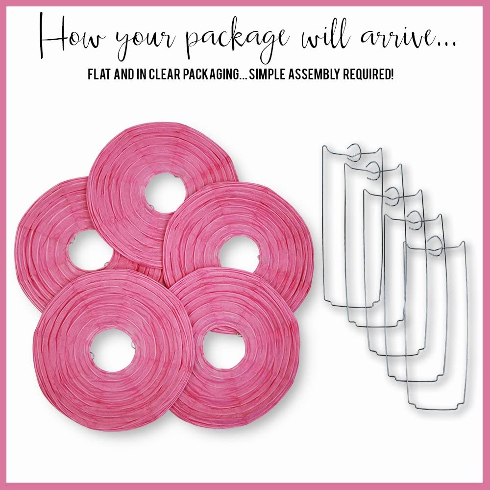 Pink Paper Lanterns -12"Inch Great For Birthday Parties, Weddings Or Baby Shower