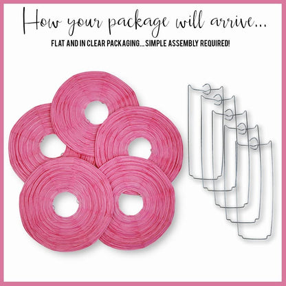 Pink Paper Lanterns -12"Inch Great For Birthday Parties, Weddings Or Baby Shower