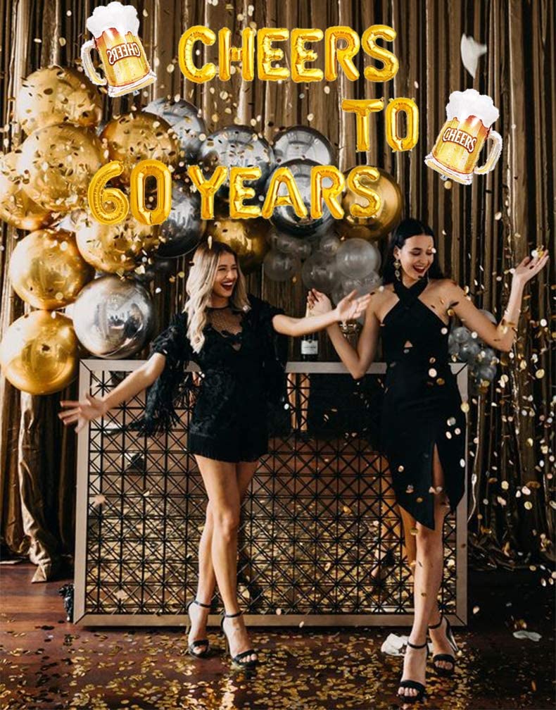 Cheers To 60 Years Balloons & banners decorations