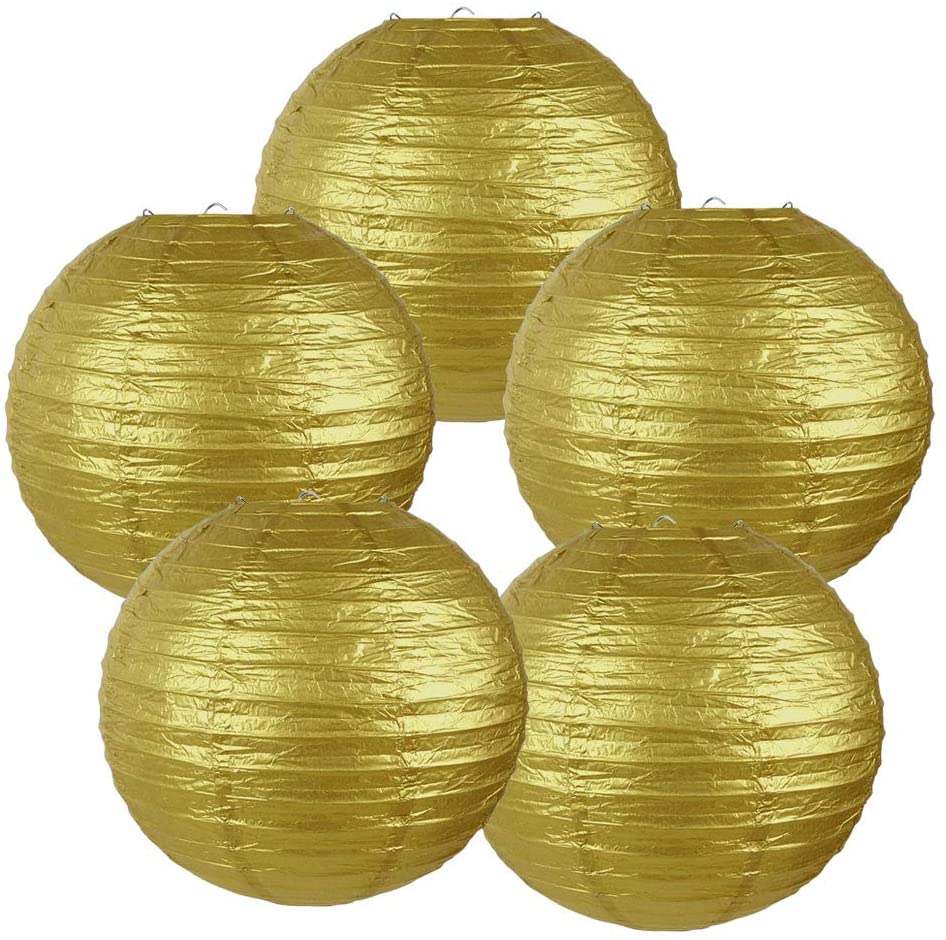 Blue, Golden And Pink Paper Lanterns -12"Inch. Great For Baby Shower Parties, Birthday Parties.