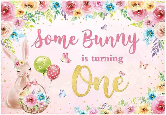 Some Bunny Is One Birthday Party Backdrop