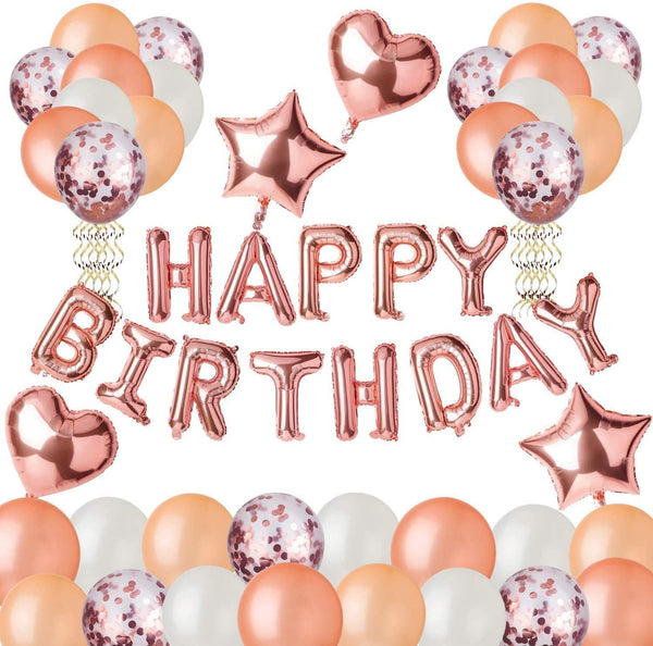 Happy Birthday Balloon, 16-Inch Happy Birthday Banner, Birthday Party Decoration, Happy Birthday Foil Balloon (Rose Gold)